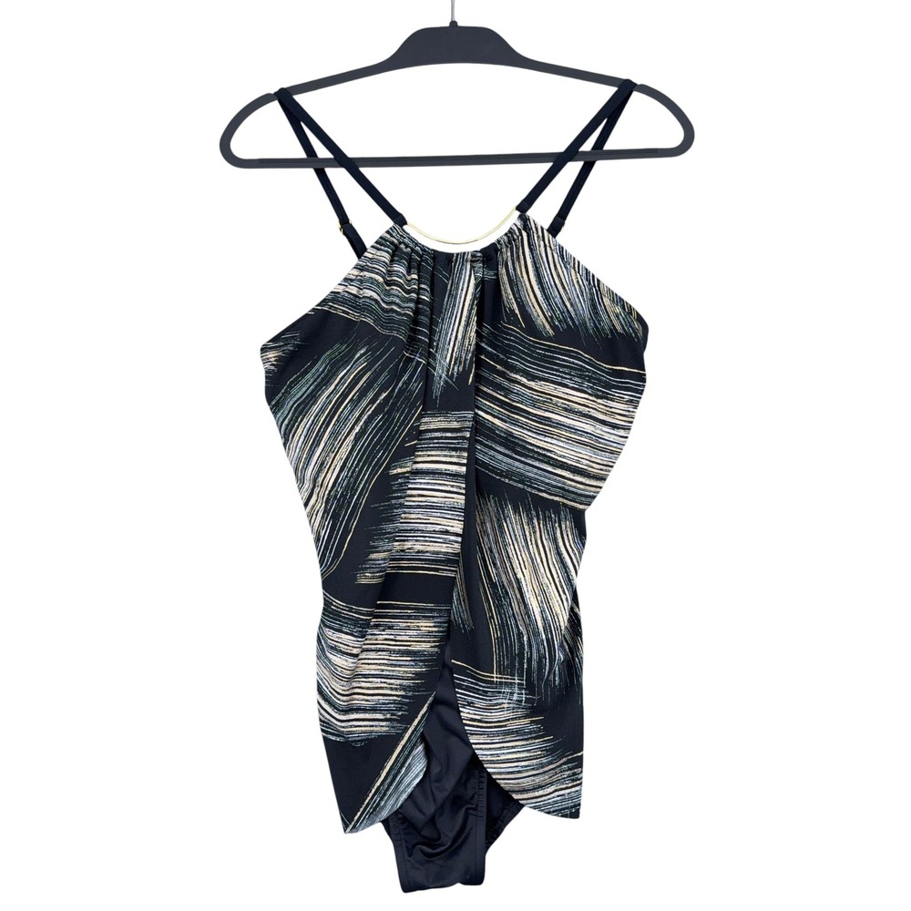 Magicsuit One‎ Piece Swimsuit Women 14 Nylon Spandex Black Gold 6011624